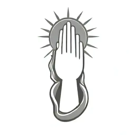 The Praying Emoji Hands With A Sun Ray In The Background