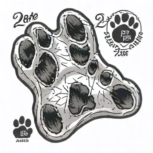 Paw Print With The Date Of The Death Of A Dog