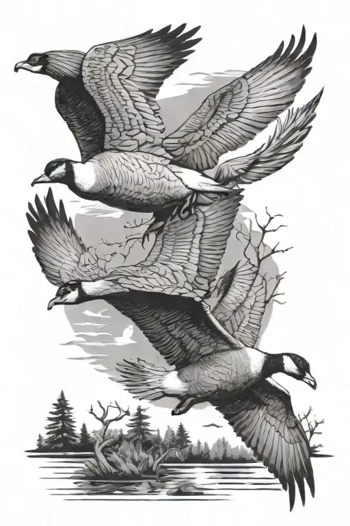 Geese Hunting Scene