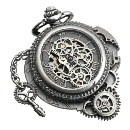 Roman Numeral Pocket Watch With Gears Incorporated