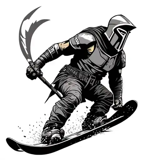 Spartan Warrior On A Snowboard