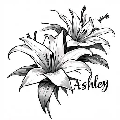 Ashley Name And Lily Flower