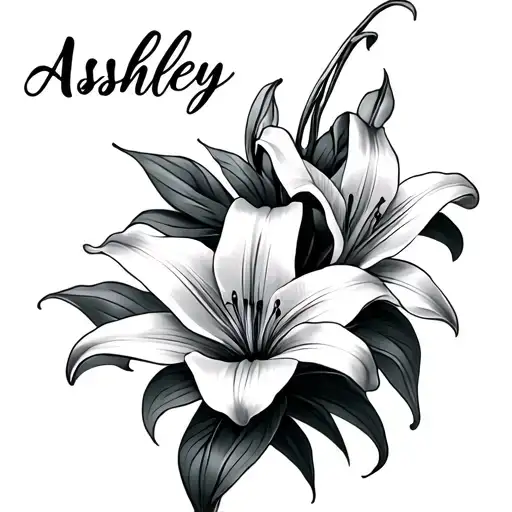 Ashley Name And Lily Flower