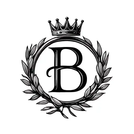 Letter B In Side Of An Olive Branch Circle With A Crown On Top