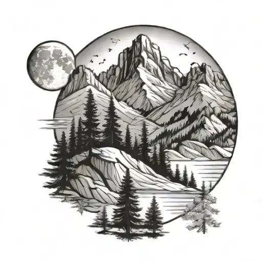 Colorado Mountain Scene With Moonbeam