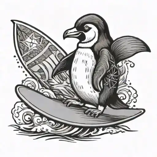 Christmas Penguin Surfing