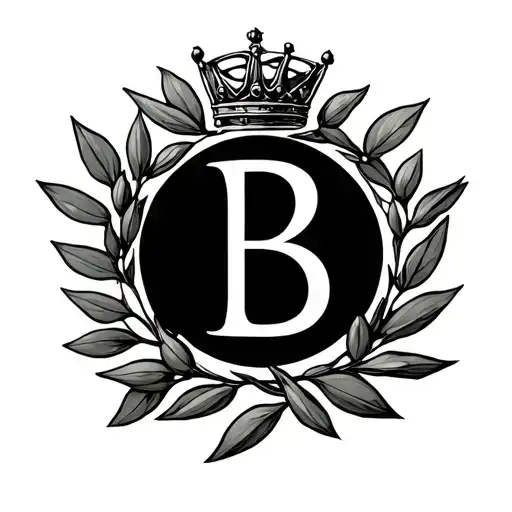 Letter B In Side Of An Olive Branch Circle With A Crown On Top