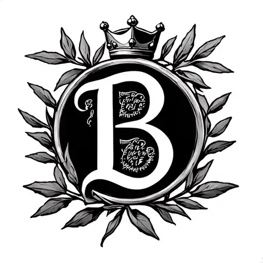 Letter B In Side Of An Olive Branch Circle With A Crown On Top