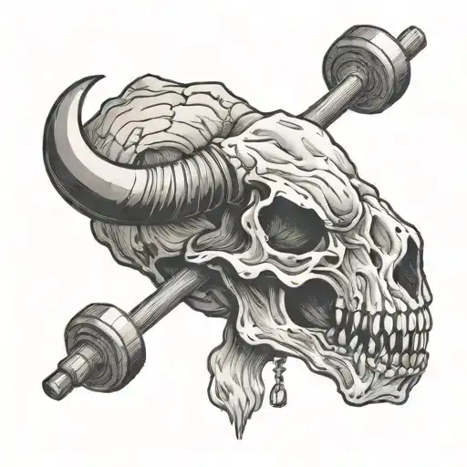 Buffalo Skull Barbell In Mouth
