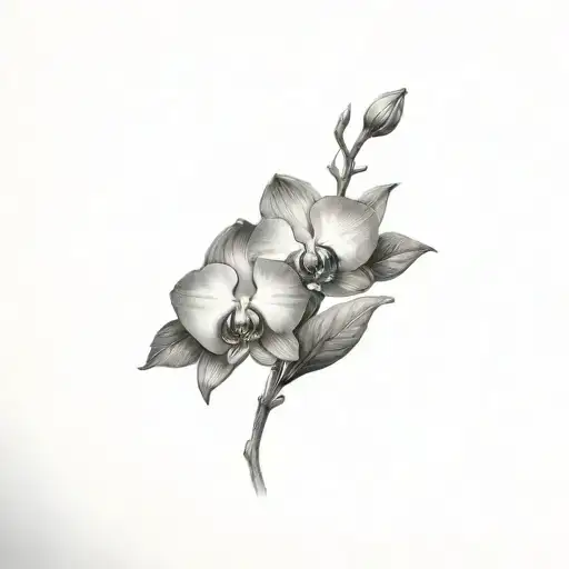 Orchid Branch And A Sunflower