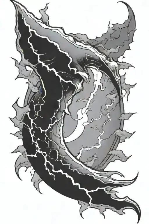 Crescent Moon And Lightning Bolt