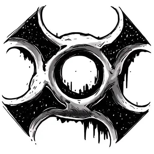 Black And White Tattoo Sketch Of A Chemical Hazard Sign Detailed Under The Bones