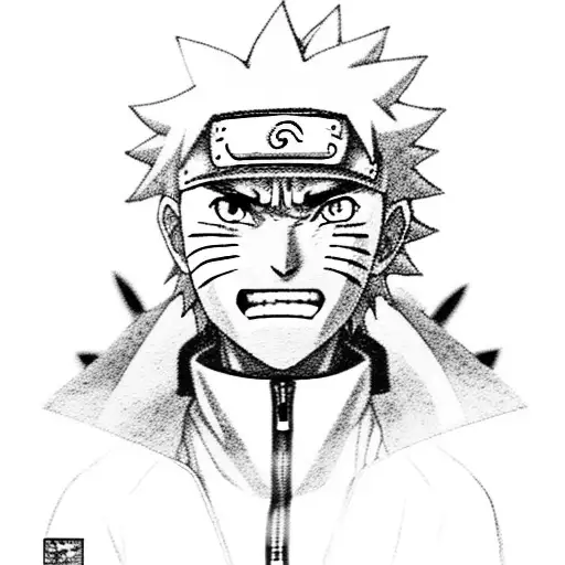 A Black-grey Portrait Of Naruto In A Powerful Pose
