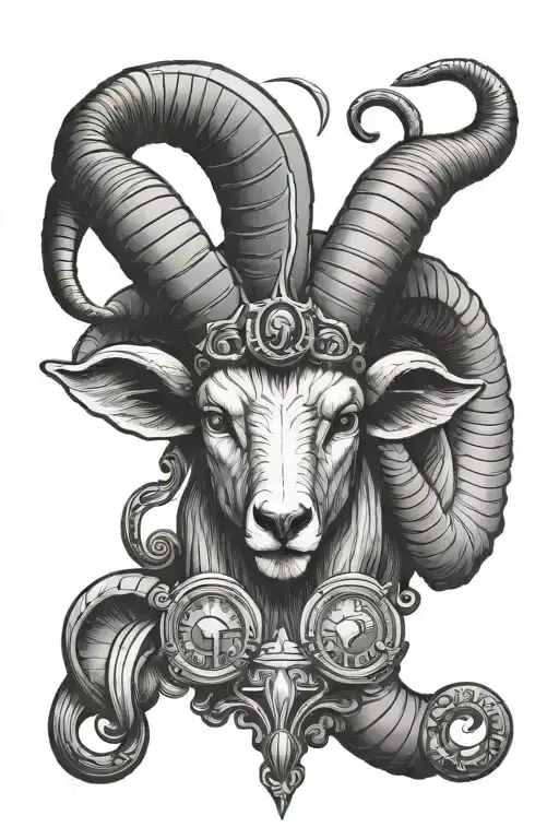 Aries Head With Hourglass