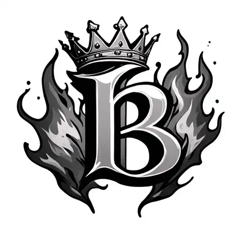 Letter B With A Crown On Top Make The Whole Thing Look Like Its On Fire