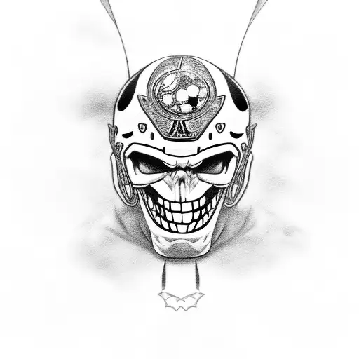 A Black-grey Tattoo Of A Football Player In An Anime Style