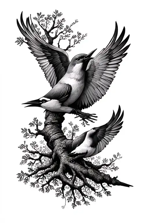 Sleeve Tattoo Useing Old Karelian Knitting Style With Tree Of Life And Soul Birds