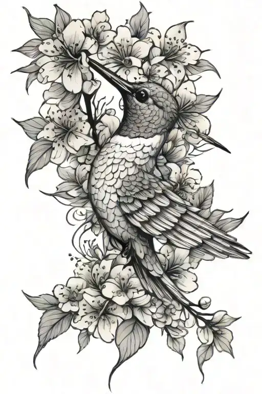 Hummingbird Made Entirely From Cherry Blossoms