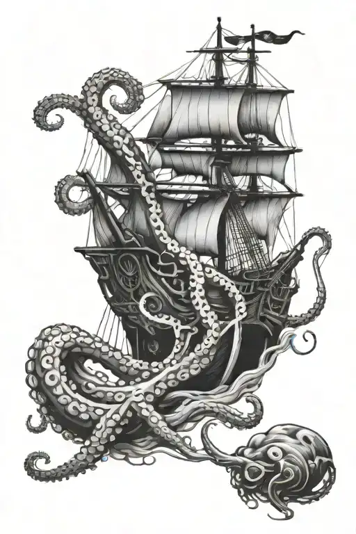 Octopus Taking Down Ship