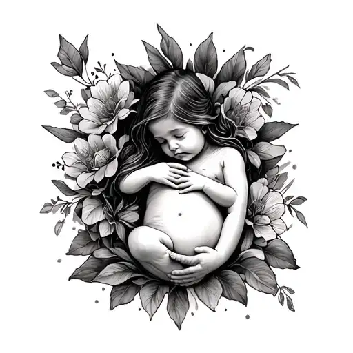 Early Miscarriage Pregnancy Loss Baby Line Art