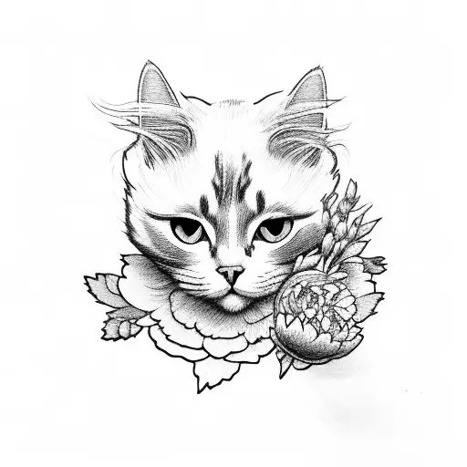 Cat With Peony