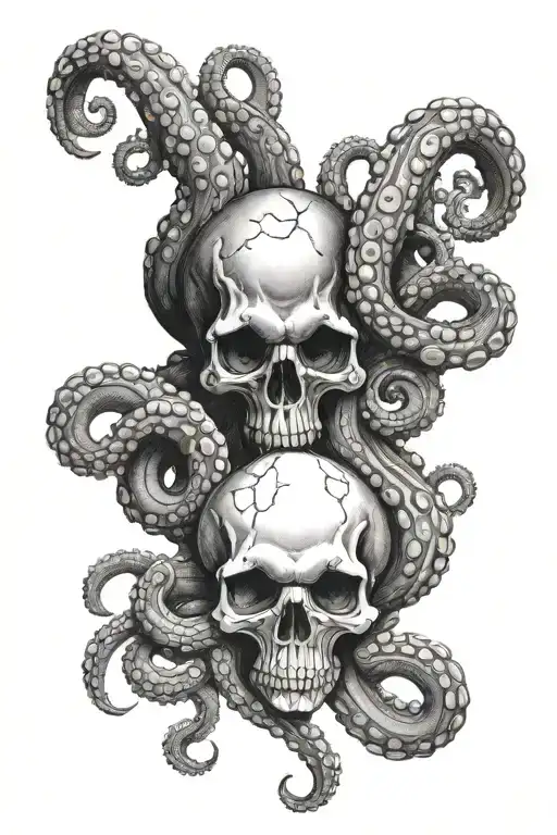 Octopus Holding Human Skull