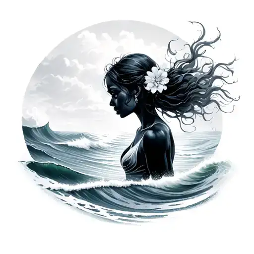 About The Sea And Surf With Thin Female W Delicate Strokes