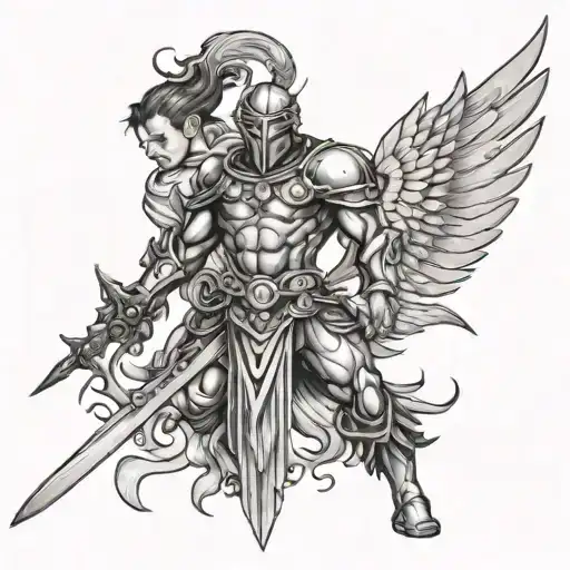Gemini Man With Sword And Wings