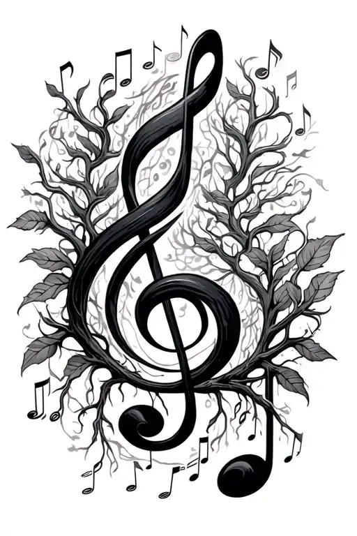 Rooted In Music Note Intertwined