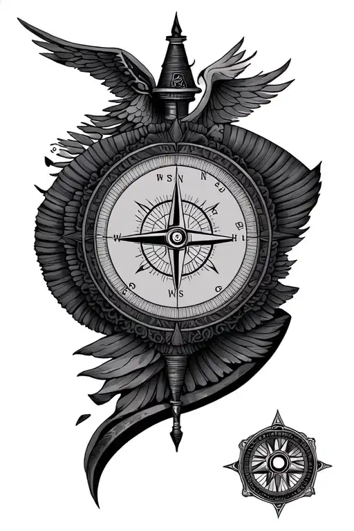 Map And Compass With Ancient Egypt