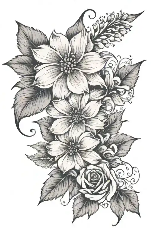 Dainty Floral Spine Tattoo Small