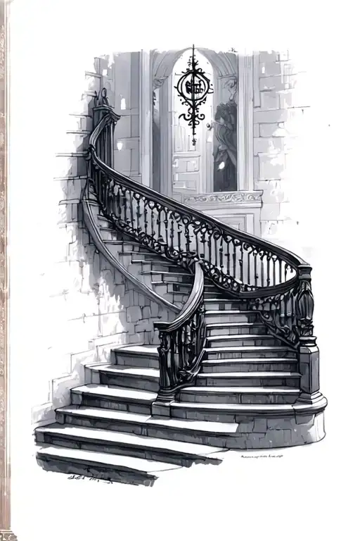 Dark Romance Book Staircase With Fantasy Scene