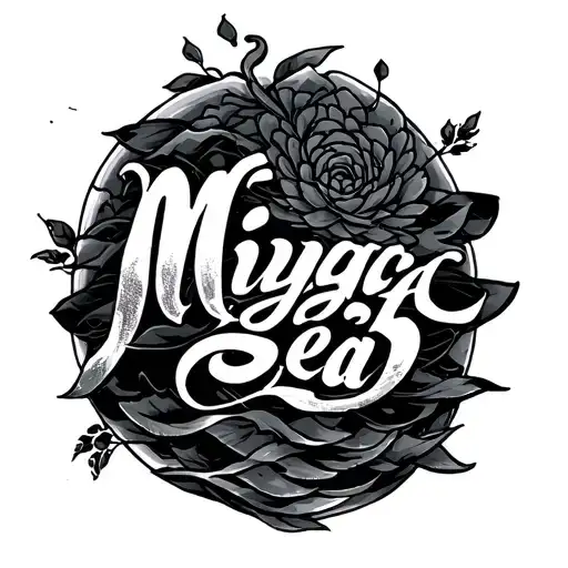 Tattoo On The Hand Of The Hand With The Text Of The Song Miyaga Sea In The Style Of Elian Script