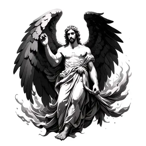 Tattoo Of The God Atlas More Angel That Falls In Fine Line Line