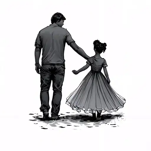 Father And Daughter Holding Hands