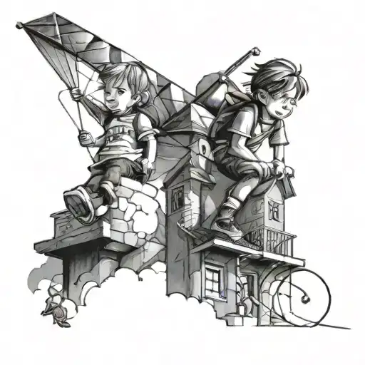 Kids With Kites On The Roof Top