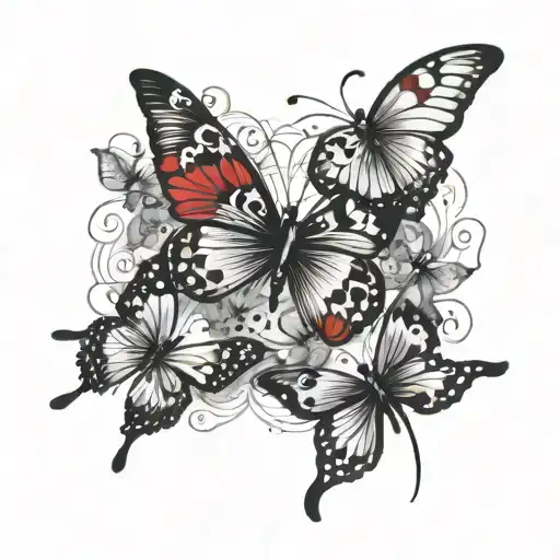 Ctrl With Butterflies Around It Red And Black