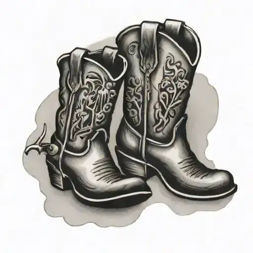 Small Smokey Mountain Cowboy Boot Tattoo Design