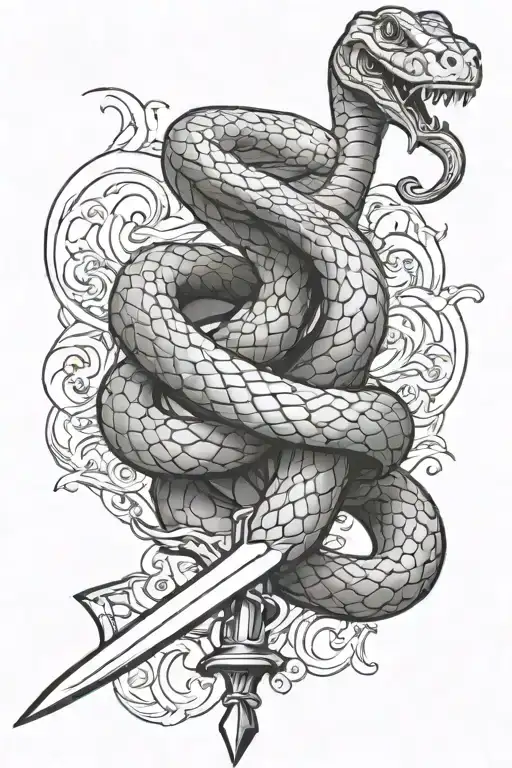 Snake Wrapped Around A Sword