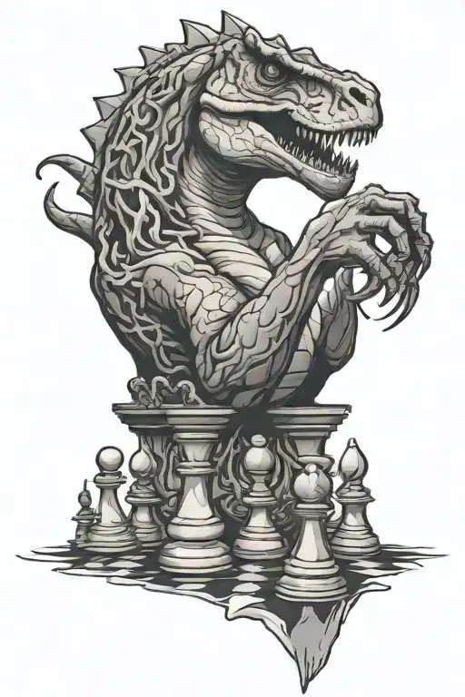 T-rex Dominating A Chess Board Intertwined