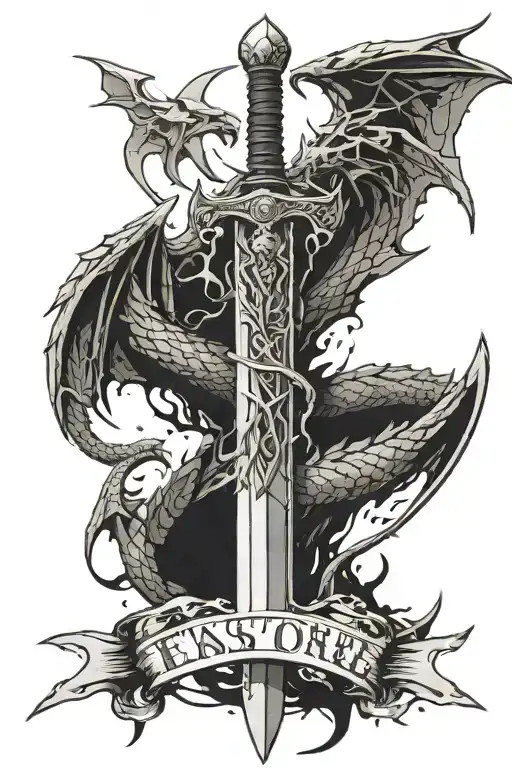 Dragon Wings Wrapped Around A Sword That Has Been Shattered With The Words Covers Est Militare