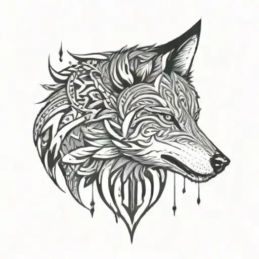 Tribal Wolf Surrounded My Rain