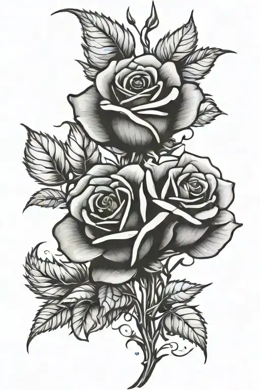 Rose Stem And Violet Stem Intertwined