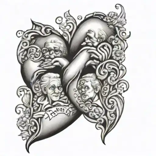 Heart Grandpa & Grandma Writing