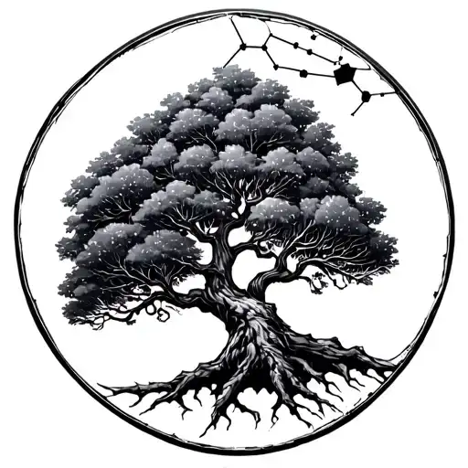 Tree Of Life With Constellation Taureau