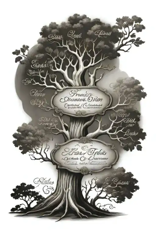 Family Tree With Names Written Within