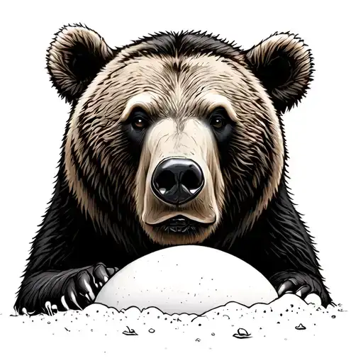 Grizzly Bear Peotecting An Egg