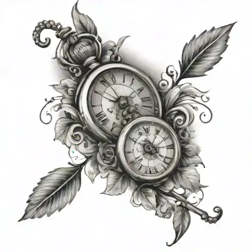 Compas And Old Clock