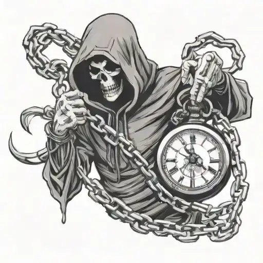Reaper Holding The Chain Of A Pocketwatch Hanging