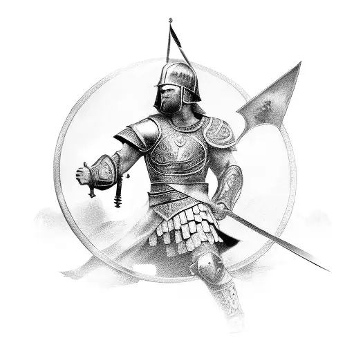 Gladiator With Sword In Collaseum Sleeve